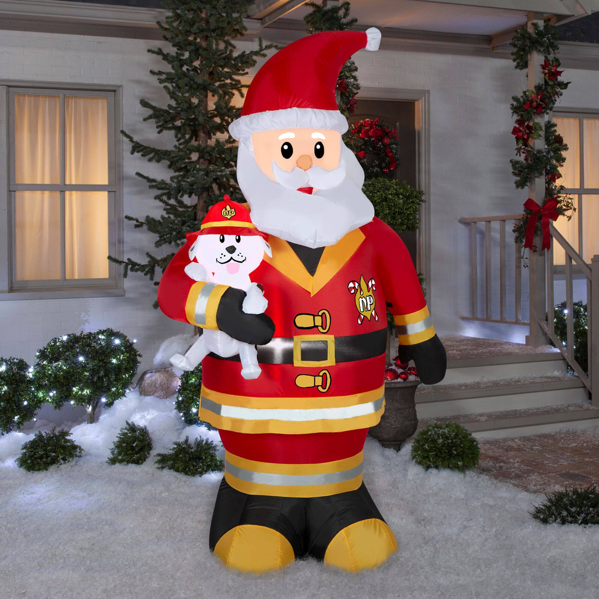 7ft. Airblown® Inflatable Christmas Firefighter Santa
